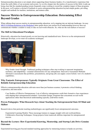 Success Metrics in Entrepreneurship Education: Determining Effect Beyond Grades