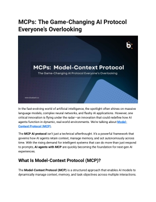 Model Context Protocol (MCP): The Future of AI | Bluebash