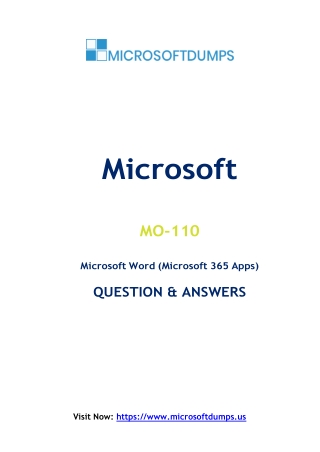 MO-110 Exam Dumps: Methods MO-110 Exam Dumps Improved My Microsoft Certification