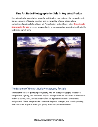 Fine Art Nude Photography for Sale in Key West Florida