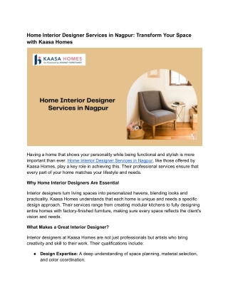 Home Interior Designer Services in Nagpur