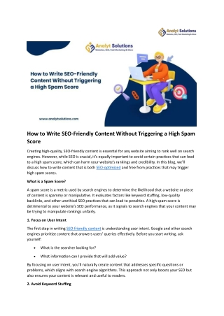 How to Write SEO-Friendly Content Without Triggering a High Spam Score