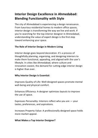 Top Interior Designer in Ahmedabad | Transform Your Space with Elegance