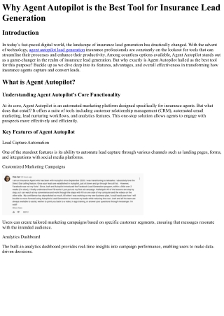 Why Agent Autopilot is the Best Tool for Insurance Lead Generation