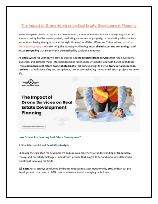 The Impact of Drone Services on Real Estate Development Planning