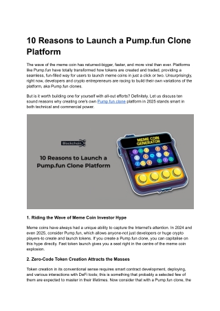 10 Reasons to Launch a Pump fun Clone Platform