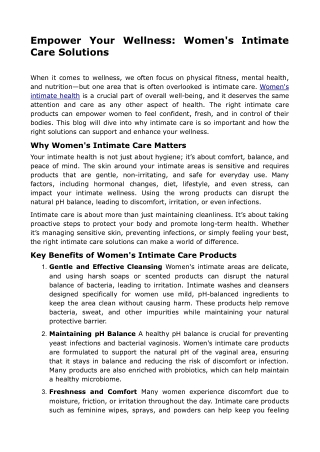 Empower Your Wellness_ Women's Intimate Care Solutions