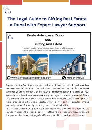 The Legal Guide to Gifting Real Estate in Dubai with Expert Lawyer Support