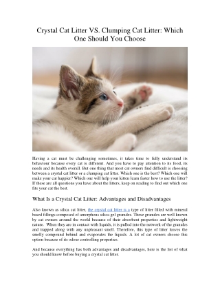 crystal cat litter vs clumping cat litter which