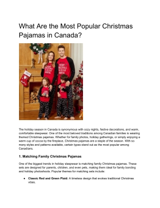 What Are the Most Popular Christmas Pajamas in Canada?