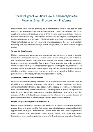 The Intelligent Evolution How AI and Analytics Are Powering Smart Procurement Platforms