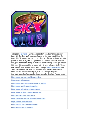 Cổng Game SkyClub – Cổng Game bài đổi thưởng hàng đầu với trải nghiệm cá cược đẳng cấp!