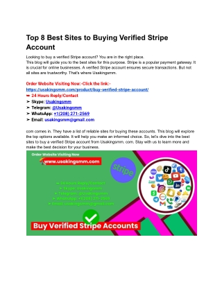 Top 8 Best Sites to Buying Verified Stripe Account