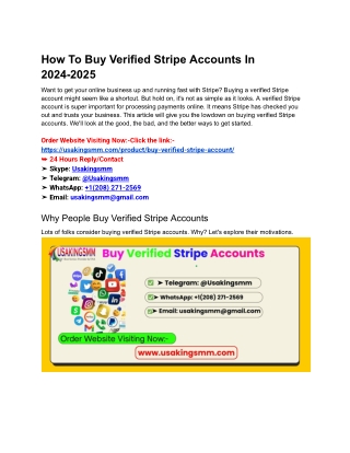 How To Buy Verified Stripe Accounts In 2024-2025
