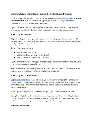 Digital Strategy vs. Digital Transformation Understanding the Difference