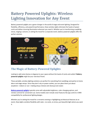 Battery Powered Uplights - Wireless Lighting Innovation for Any Event