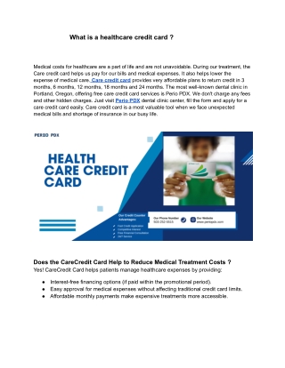 what is a healthcare credit card
