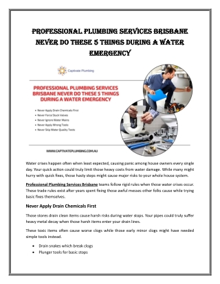 These 5 Things During a Water Emergency