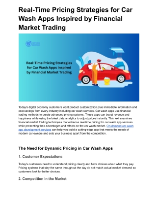 Real-Time Pricing Strategies for Car Wash Apps Inspired by Financial Market Trading
