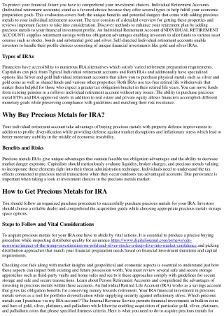 Ways to buy noble metals for a retirement account?