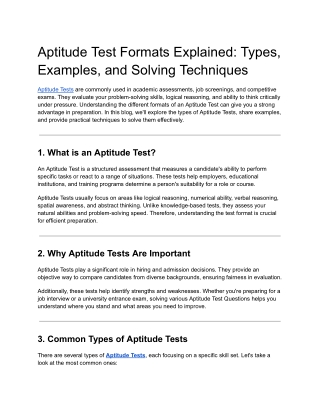 Aptitude Test Formats Explained_ Types, Examples, and Solving Techniques