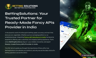 BettingSolutions: Your Trusted Partner for Ready-Made Fancy APIs Provider in Ind