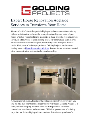Expert House Renovation Adelaide Services to Transform Your Home