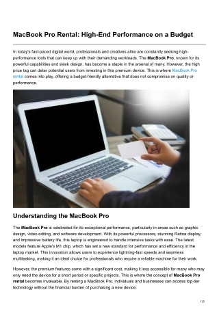 MacBook Pro Rental High-End Performance on a Budget