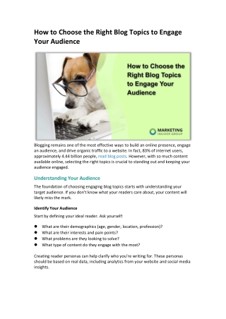 How to Choose the Right Blog Topics to Engage Your Audience