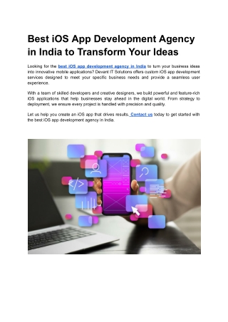Best iOS App Development Agency in India to Transform Your Ideas