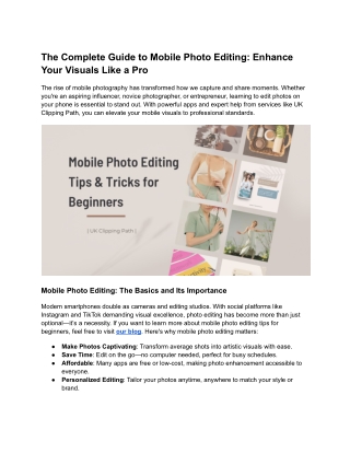 Easy Photo Editing Tips for Mobile Users