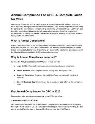 annual compliance for opc a complete guide