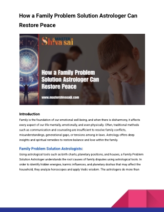 How a Family Problem Solution Astrologer Can Restore Peace