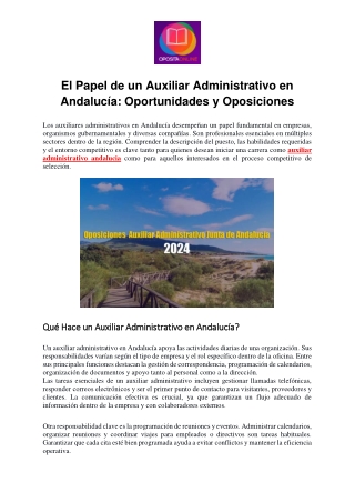 El Papel de un Auxiliar Administrativo en Andalucía Oportunidades y Oposiciones