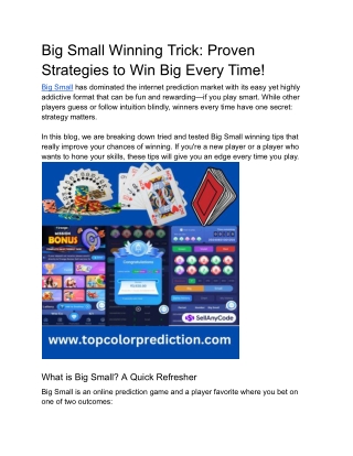 Big Small Winning Trick_ Proven Strategies to Win Big Every Time