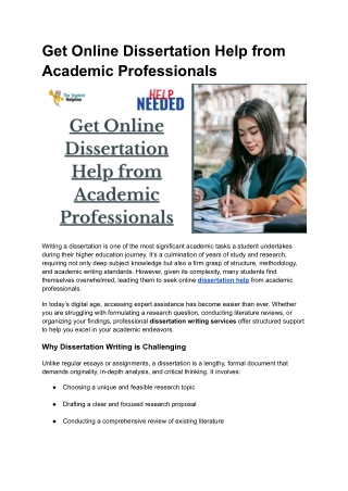 get online dissertation help from academic