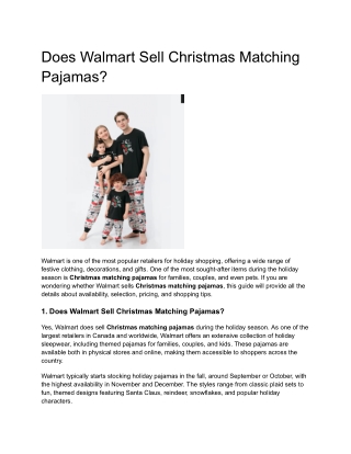 Does Walmart Sell Christmas Matching Pajamas?