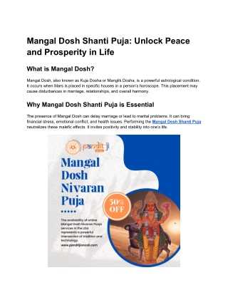 Book Mangal Dosh Shanti Puja | Pandit ji On Call Available Now
