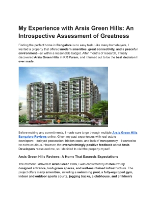 My Experience with Arsis Green Hills_ An Introspective Assessment of Greatness
