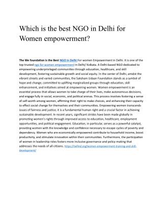 Which is the best NGO in Delhi for Women empowerment
