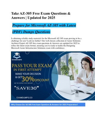 Take AZ-305 Free Exam Questions & Answers | Updated for 2025