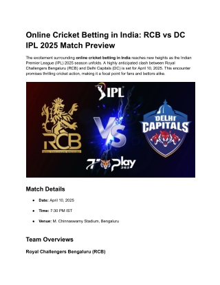 Online Cricket Betting in India_ RCB vs DC IPL 2025 Match Preview
