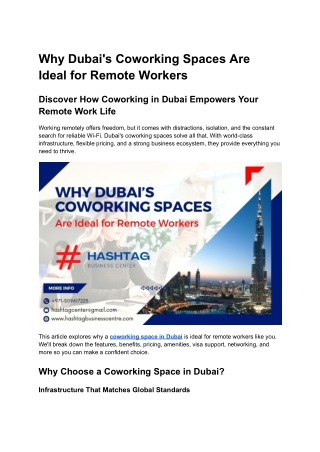 Why Dubai’s Coworking Spaces Are Ideal for Remote Workers