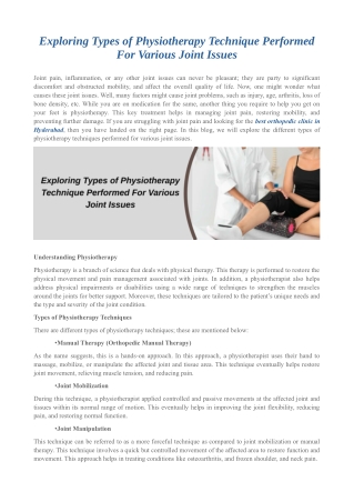exploring types of physiotherapy technique