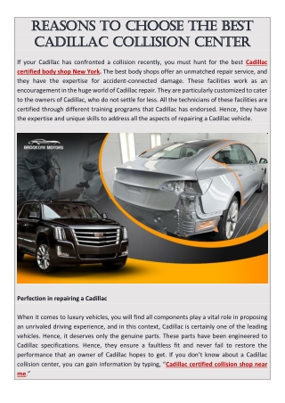 Reasons to Choose the Best Cadillac Collision Center