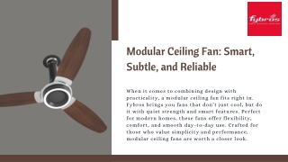 Sleek & Smart Modular Ceiling Fans by Fybros