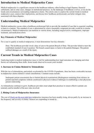 introduction to medical malpractice cases