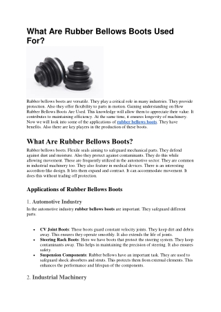 What Are Rubber Bellows Boots Used For