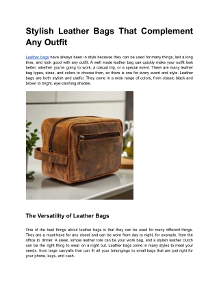 Stylish Leather Bags That Complement Any Outfit
