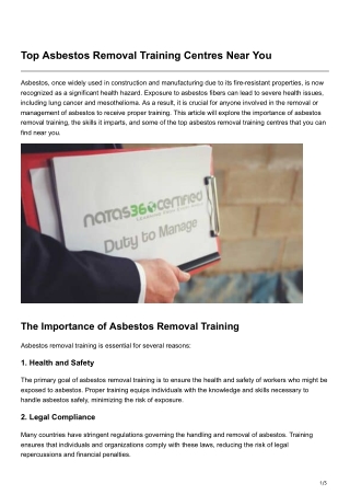 Top Asbestos Removal Training Centres Near You
